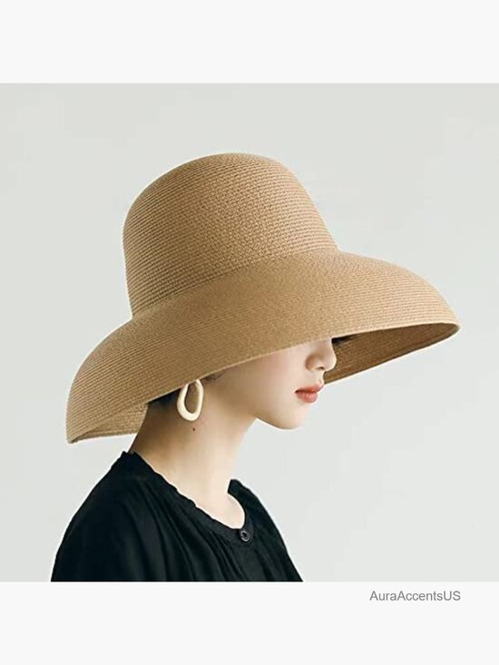Floppy Wide Brim Straw Sun Hat UPF 50+ Adjustable Foldable Beach Travel main image 4